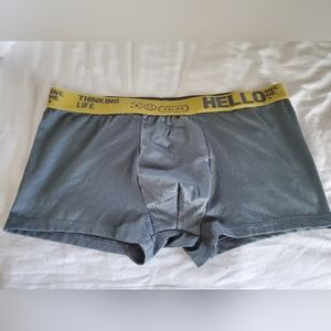 Hello Molly Gray Boxer Briefs with Yellow Waistband